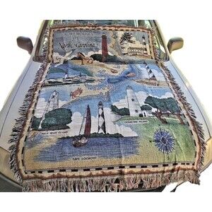 North Carolina Lighthouse Throw Blanket WALL Hanging Art Artistic 72x50